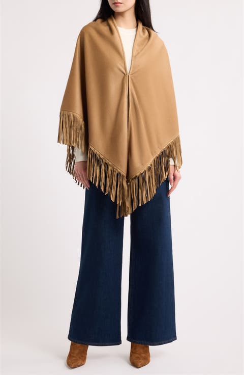 Fringe Trim Cashmere Wrap