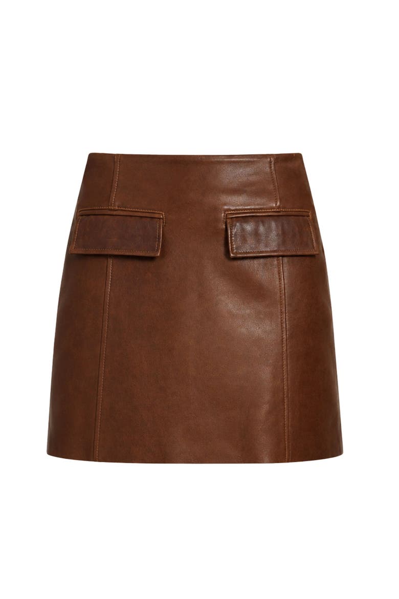 Delmar Leather A-Line Skirt, Alternate, color, Vintage Chocolate