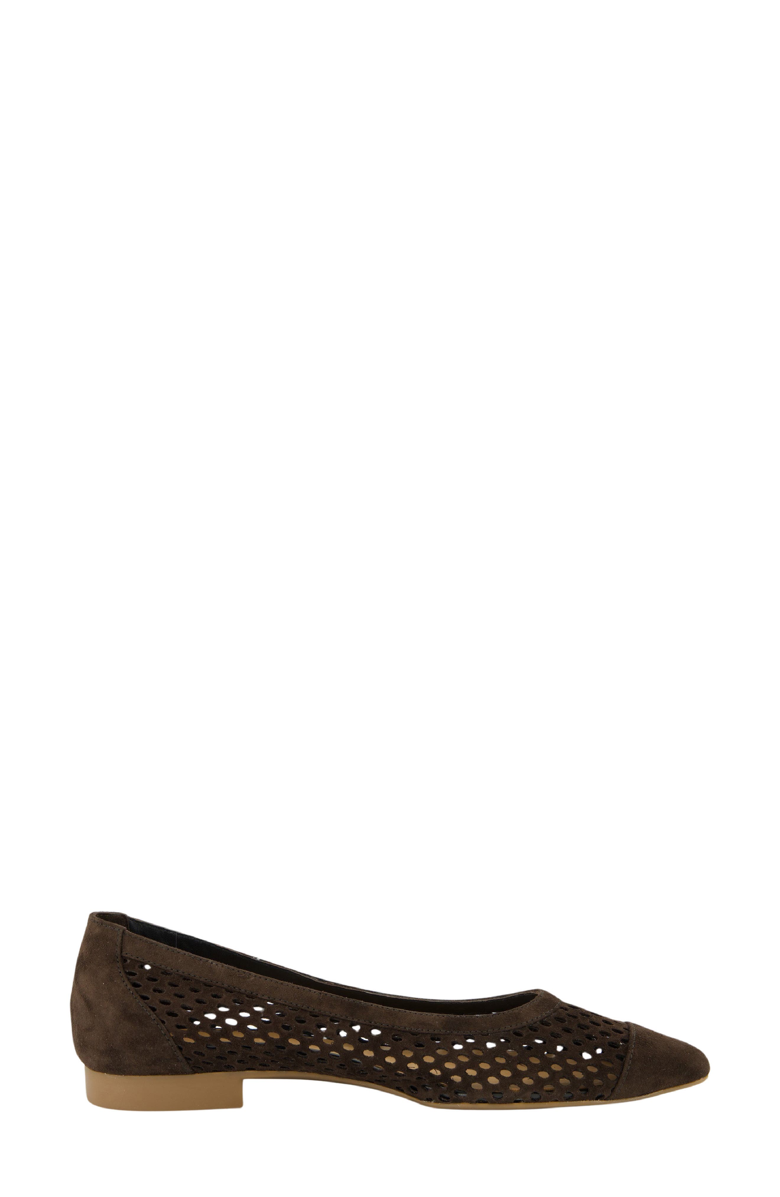 Deanna Pointed Cap Toe Flat, Alternate, color, MORO SUEDE