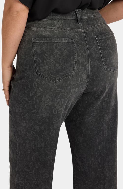 Nydj Teresa Floral Exposed Button Wide Leg Jeans In Gray