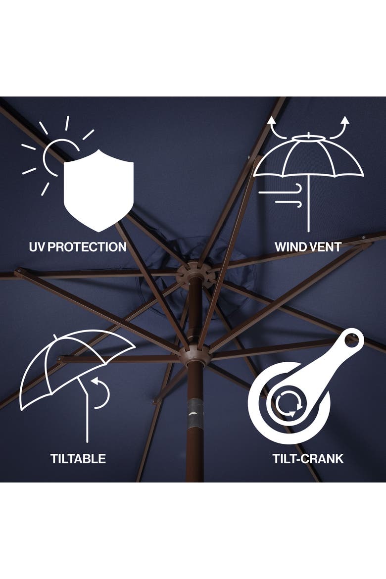 Tracy Coastal Octagon Aluminum Outdoor Market Patio Umbrella with Scalloped Edge, Crank Lift, Tilt and UV Resistant Canopy, Alternate, color, Navy