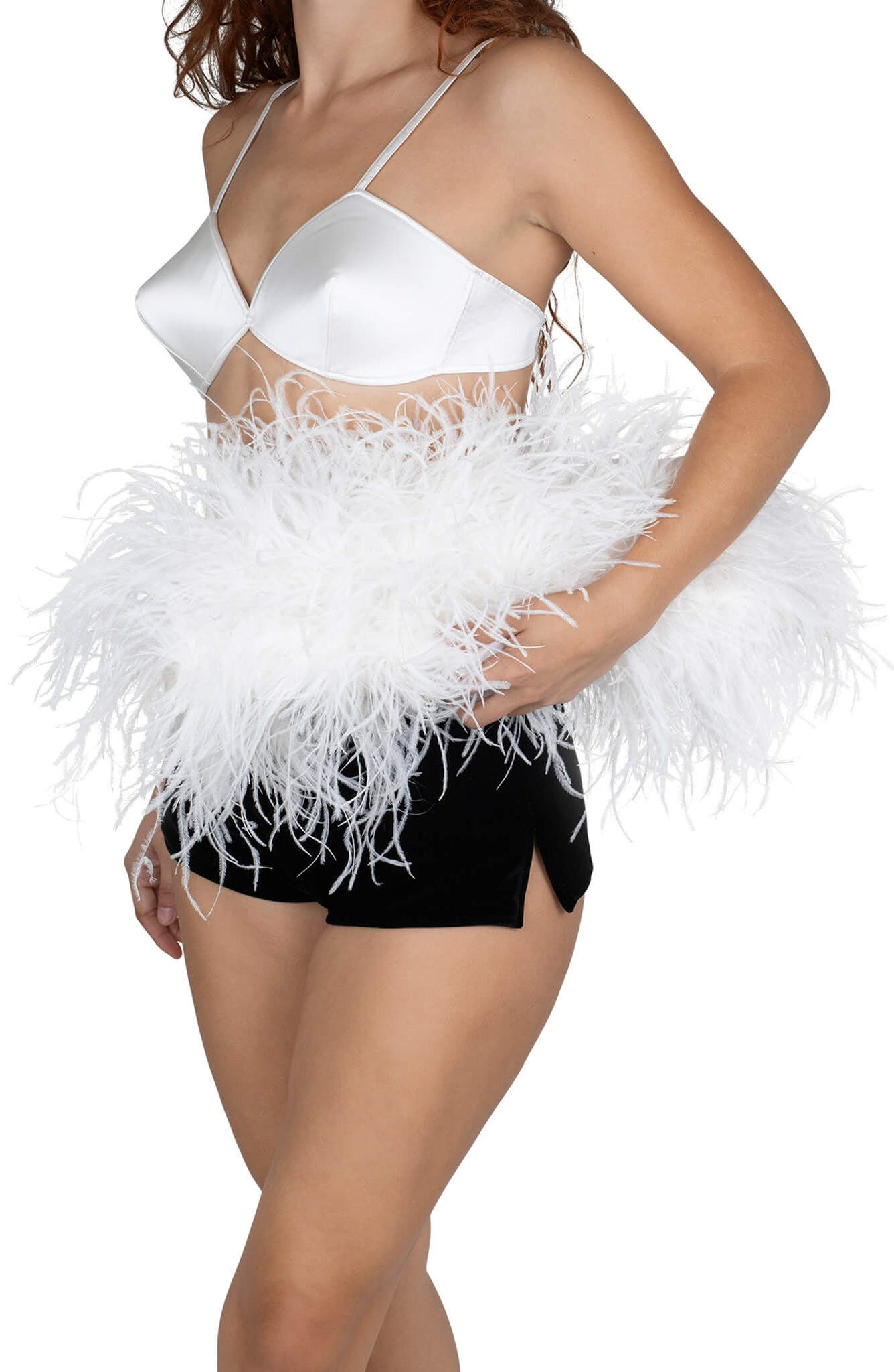 Jeffrey Campbell Animal Feather Clutch, Alternate, color, White Combo