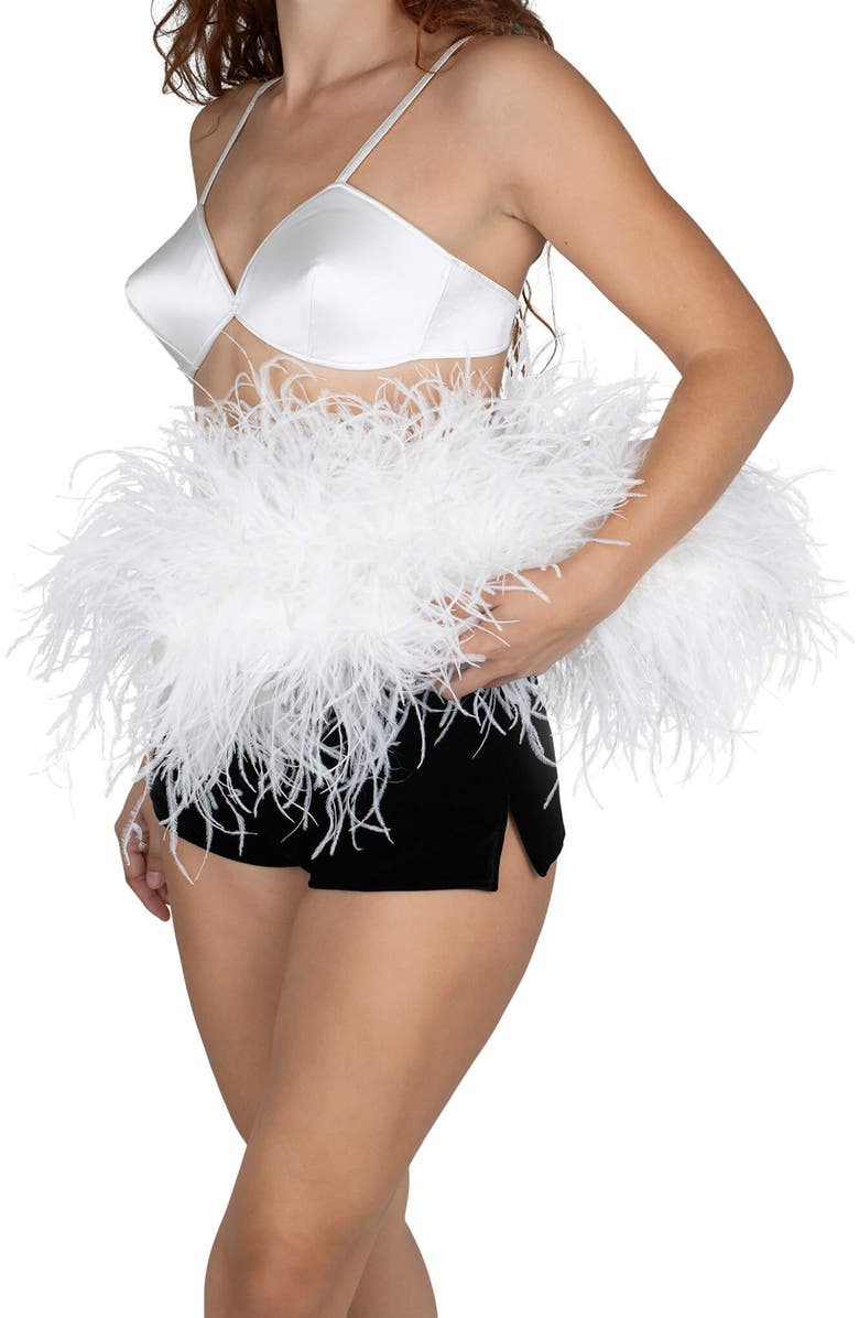 Jeffrey Campbell Animal Feather Clutch, Alternate, color, White Combo