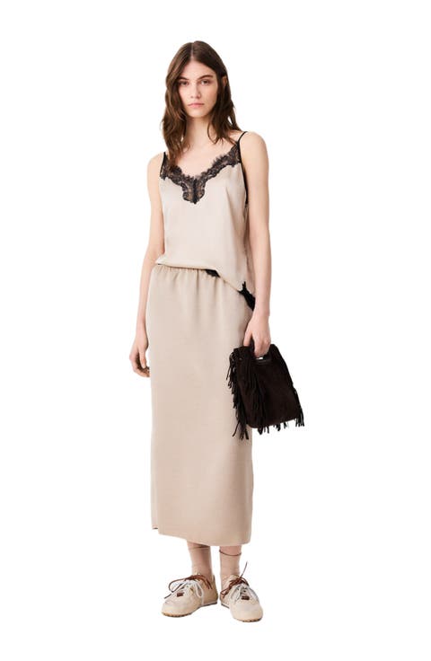 Satin pencil skirt