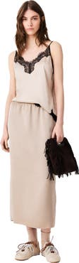 maje Satin pencil skirt