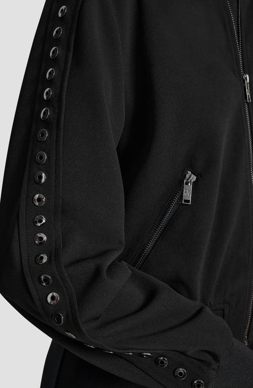Dkny Grommet Trim Scuba Crepe Bomber Jacket In Black