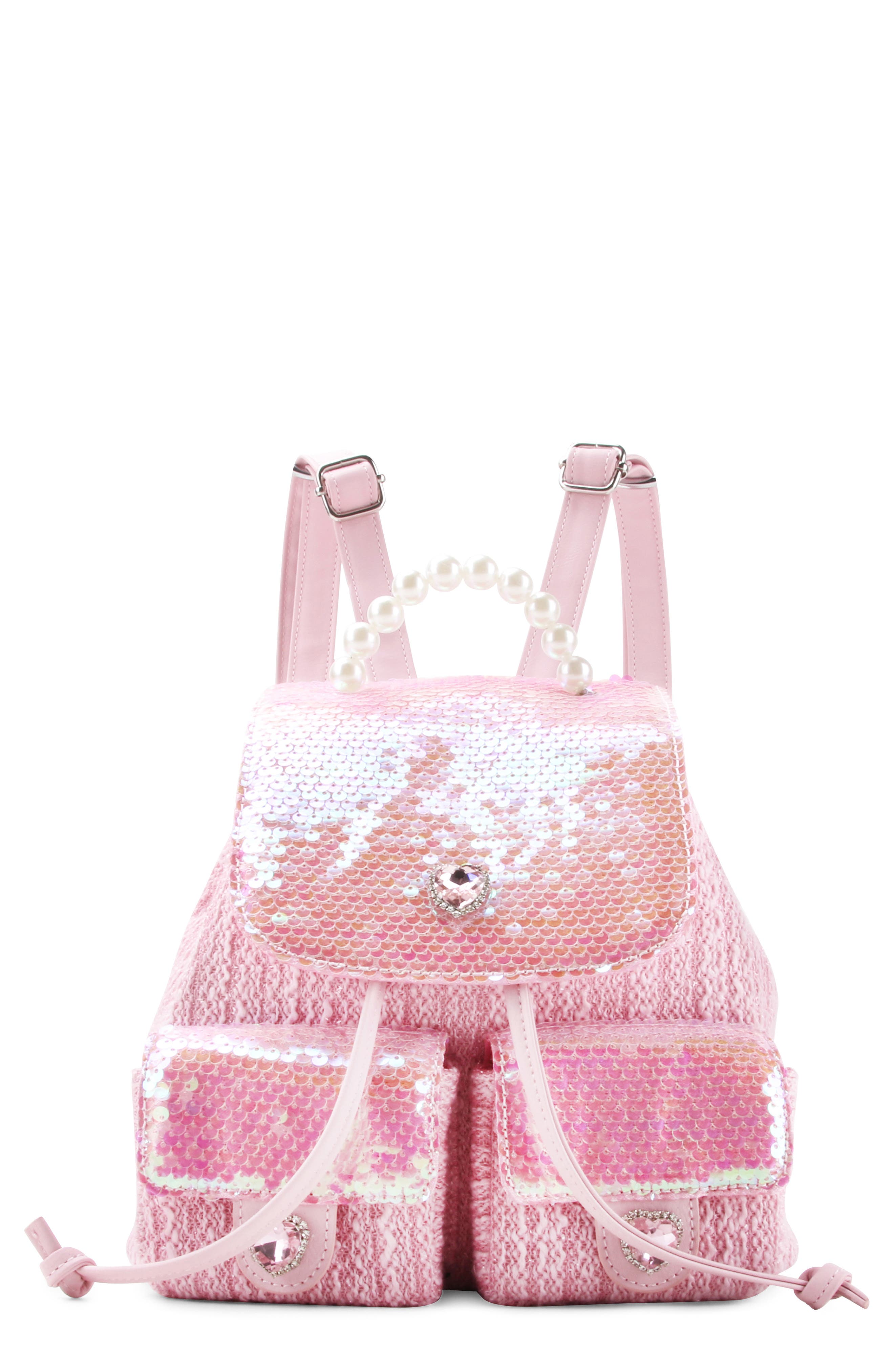 OMG Accessories Kids' Mini Heart Sequin Backpack, Main, color, 