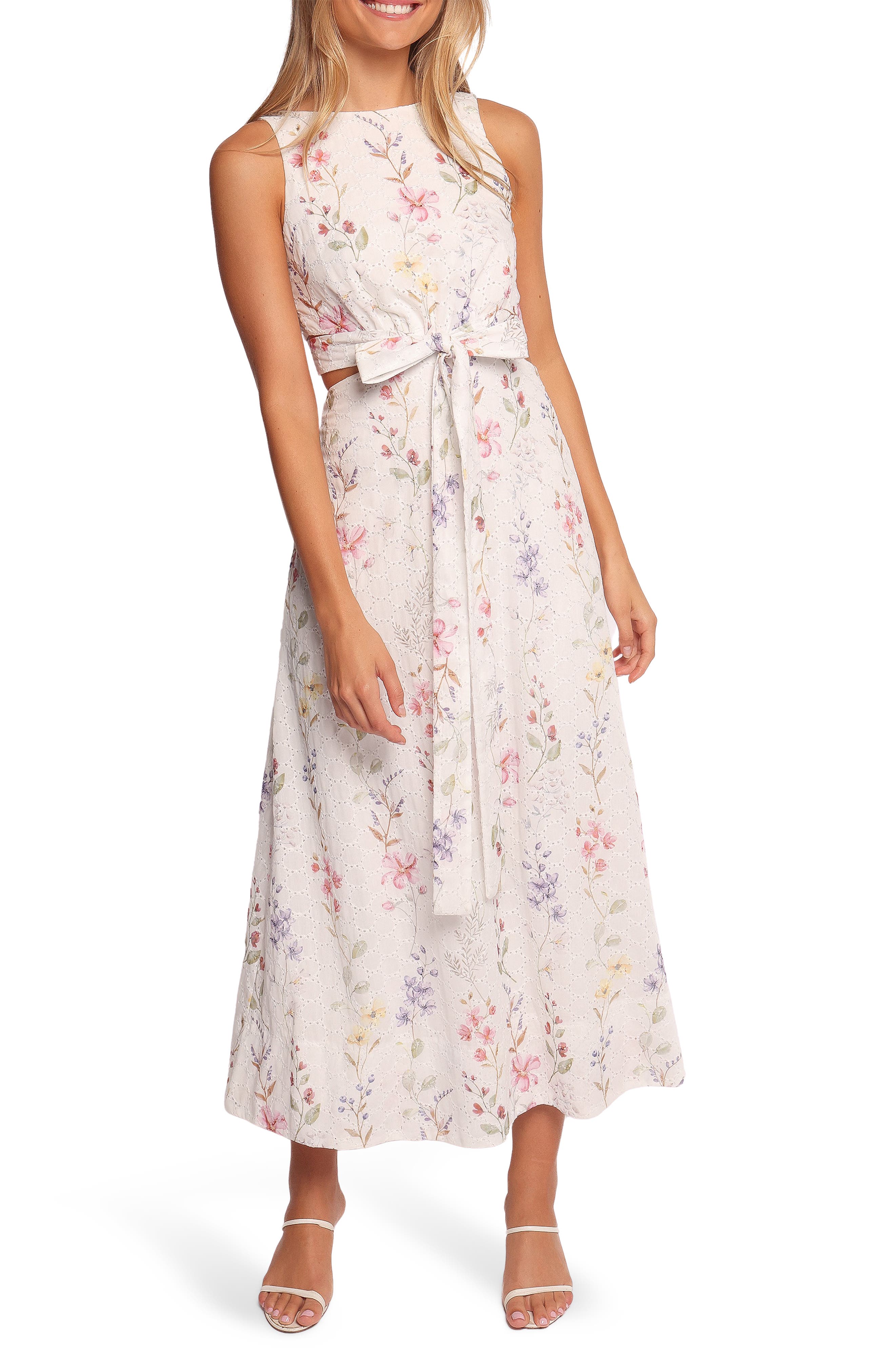 Petal & Pup Levin Floral Eyelet Cutout Midi Dress