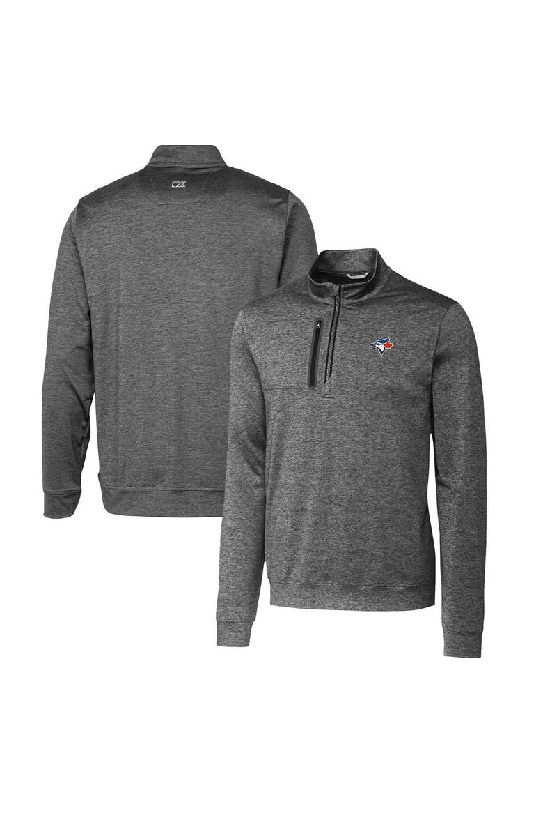 Cutter & Buck Men's Cutter & Buck  Gray Toronto Blue Jays Stealth Heathered Quarter-Zip Pullover Top, Main, color, 