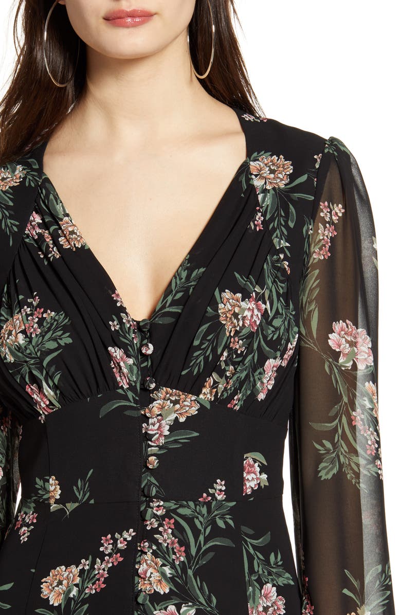 ASTR the Label Floral Long Sleeve Midi Dress, Alternate, color, 