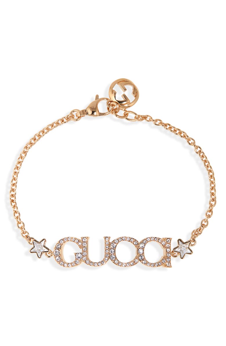 Gucci Crystal Script Bracelet, Main, color,