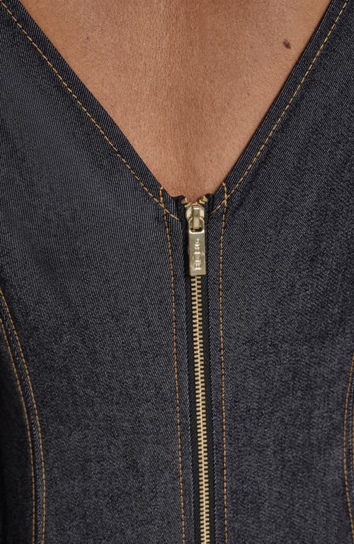 Bcbg Topstitch Detail Denim Dress In Black