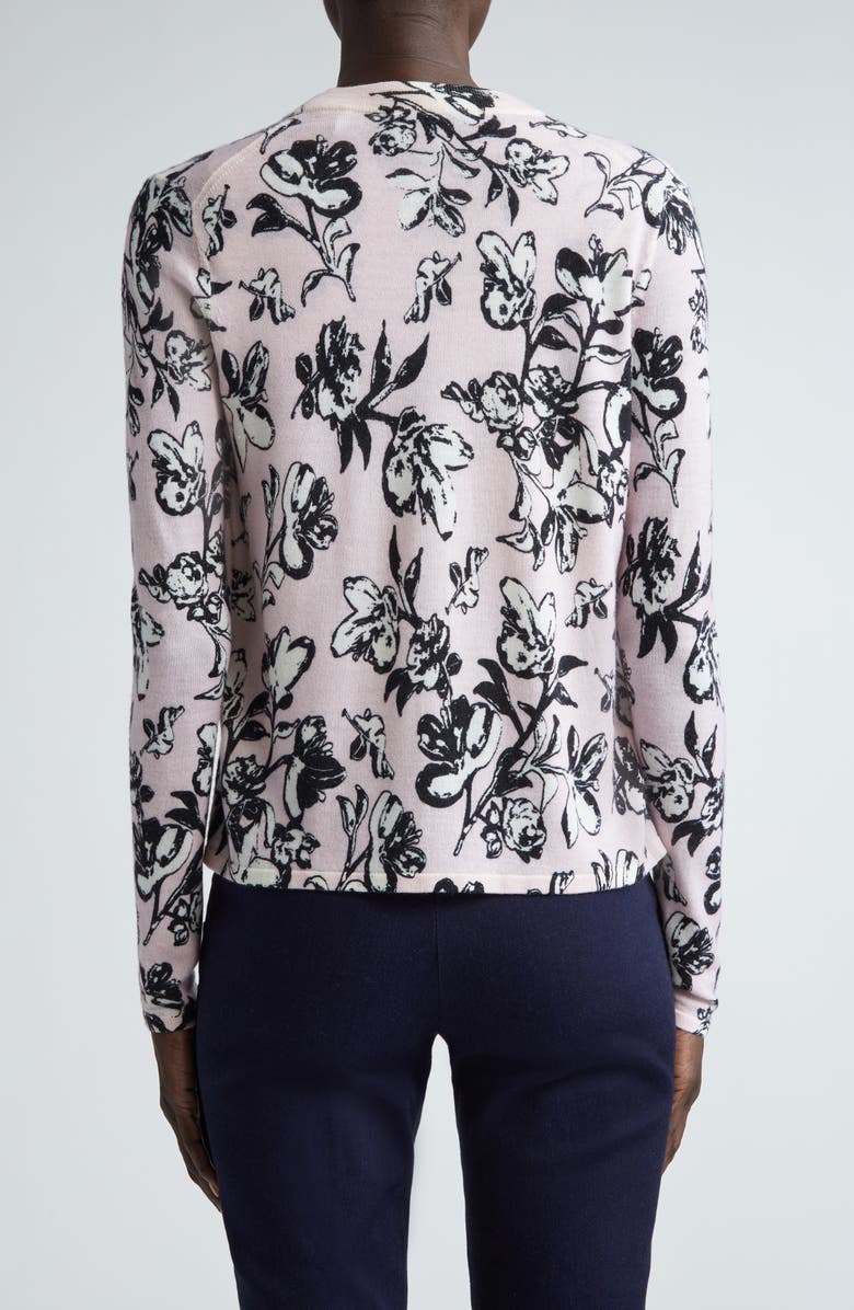 St. John Collection Magnolia Floral Wool Cardigan, Alternate, color, 