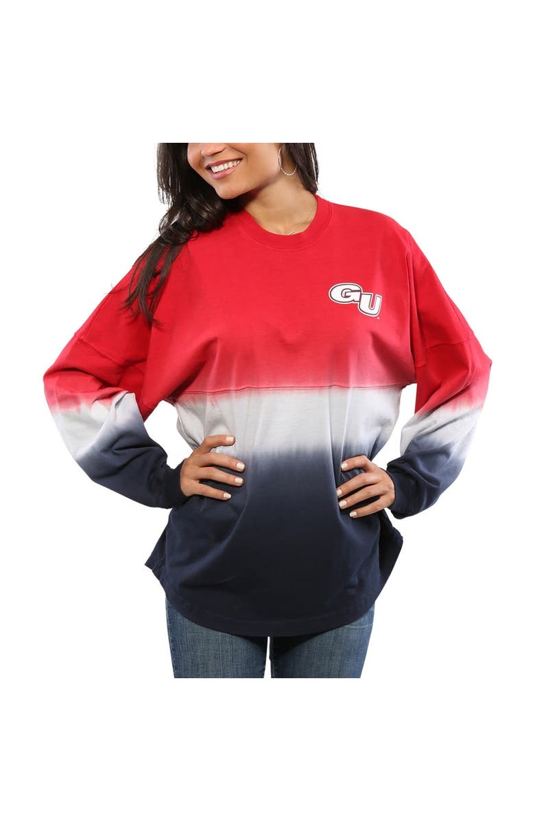 SPIRIT JERSEY Women's Red Gonzaga Bulldogs Ombre Long Sleeve Dip-Dyed Spirit Jersey, Alternate, color, 