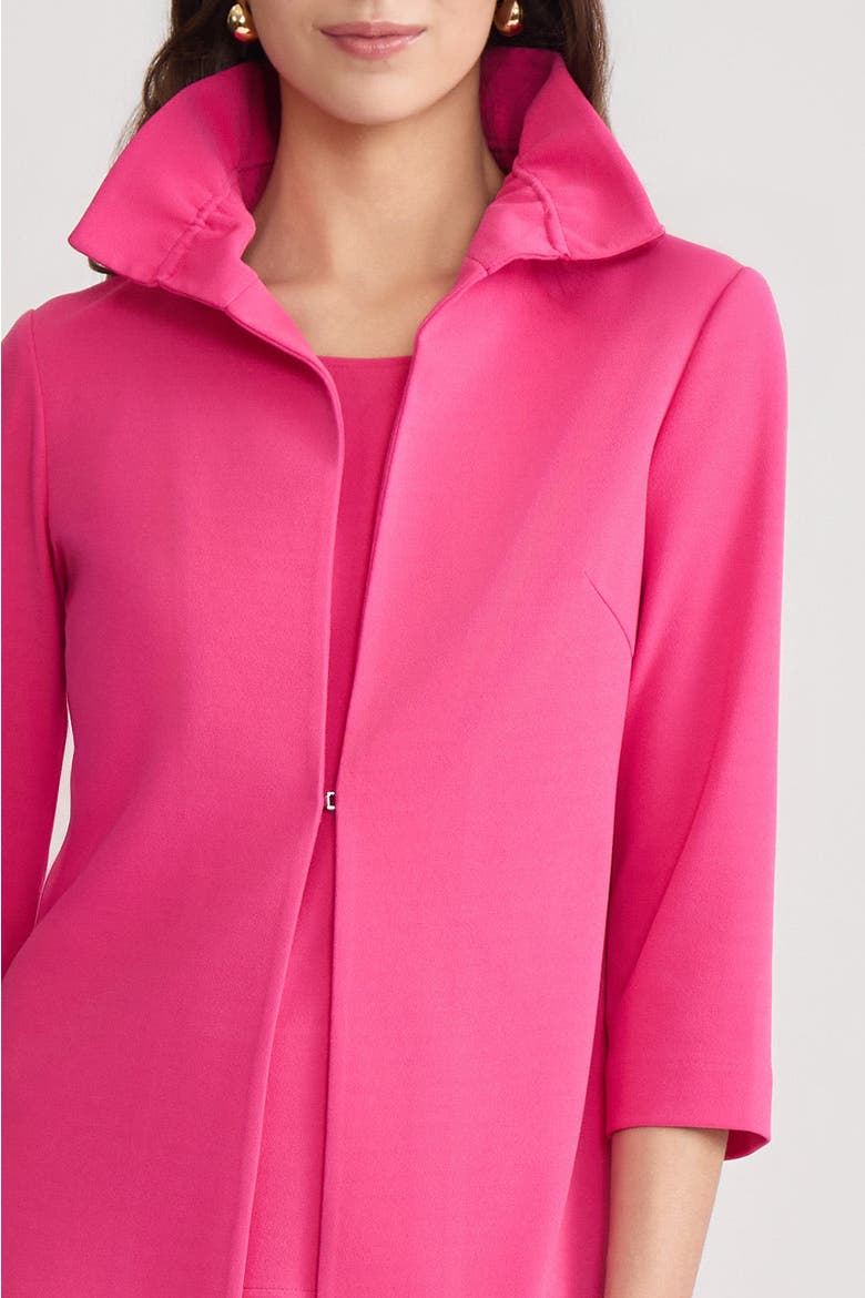 Heritage Ruffle Neck Deco Crepe Jacket, Alternate, color, Carmine Rose
