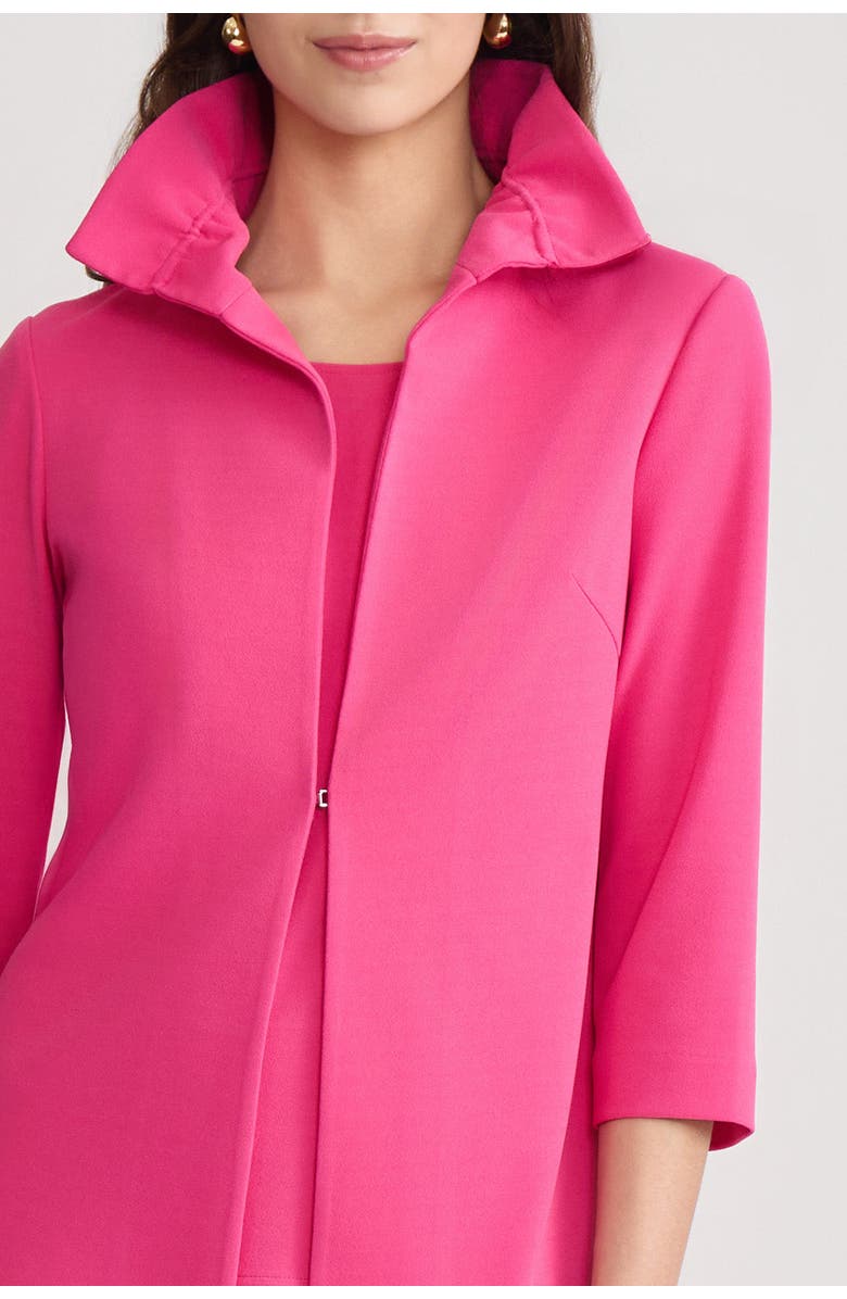 Ming Wang Heritage Ruffle Neck Deco Crepe Jacket, Alternate, color, Carmine Rose