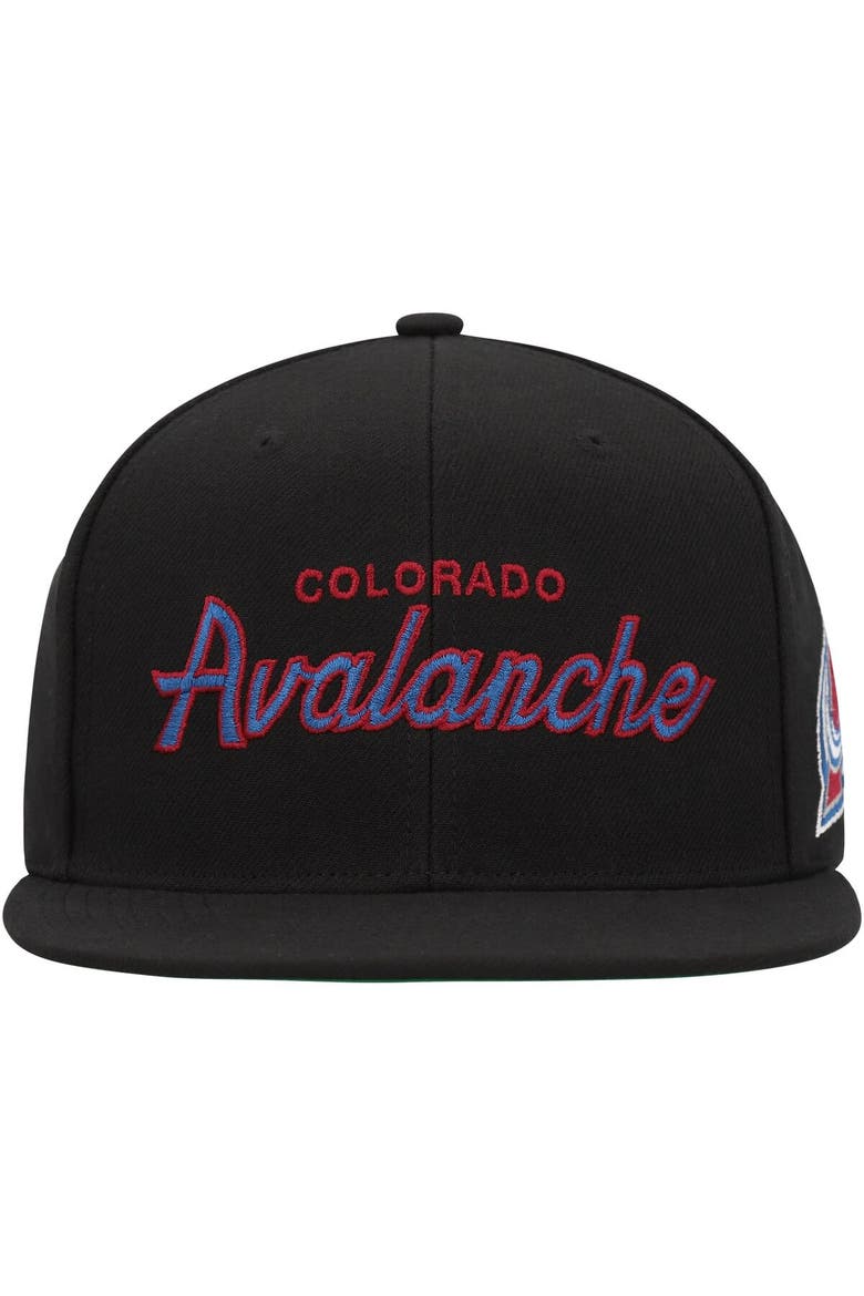 Men's Mitchell & Ness Black Colorado Avalanche Core Team Script 2.0 Snapback Hat, Alternate, color, Black