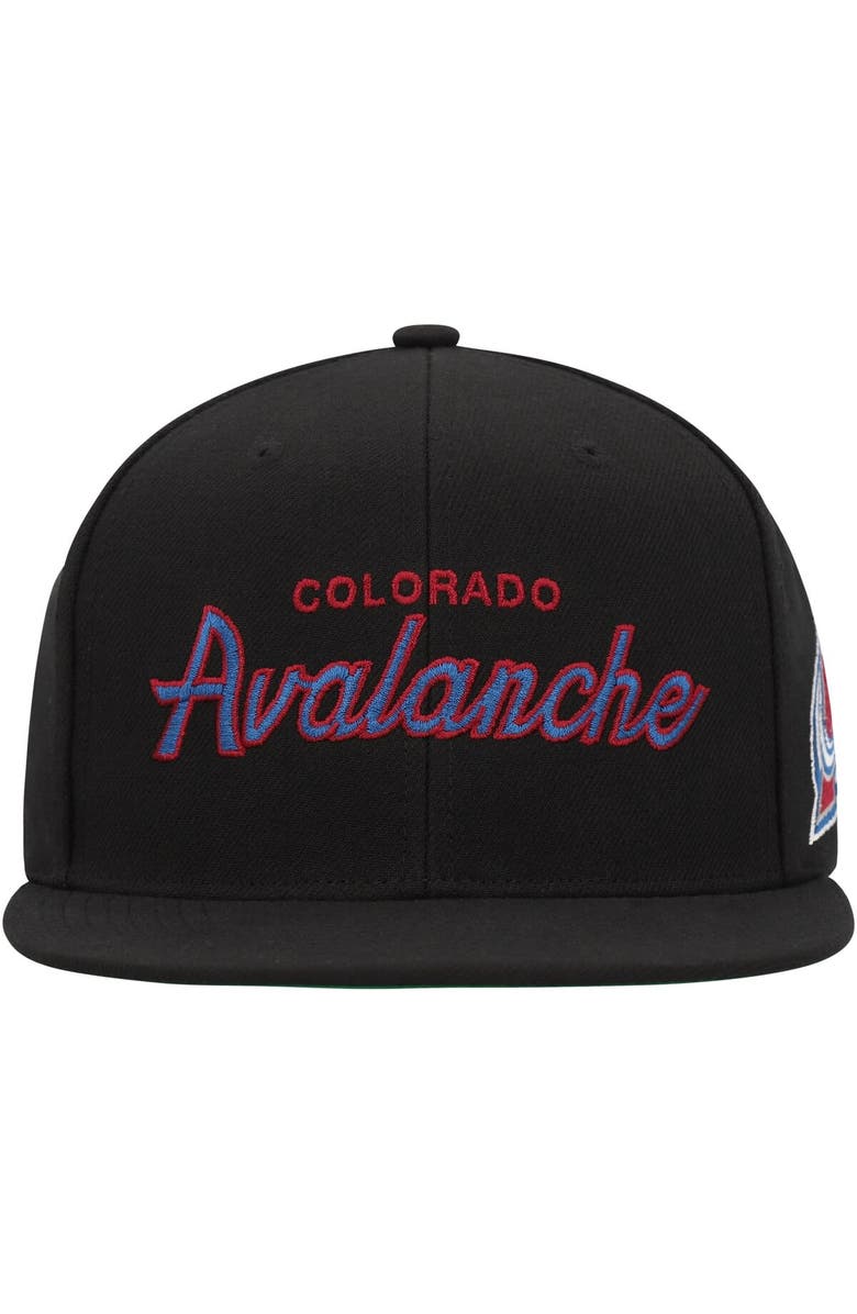 Mitchell & Ness Men's Mitchell & Ness Black Colorado Avalanche Core Team Script 2.0 Snapback Hat, Alternate, color, Black
