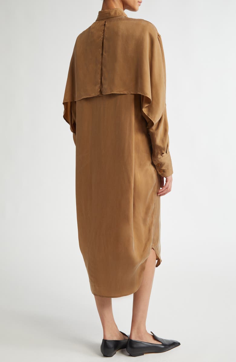 Maria McManus Cape Long Sleeve Midi Shirtdress, Alternate, color, Adobe