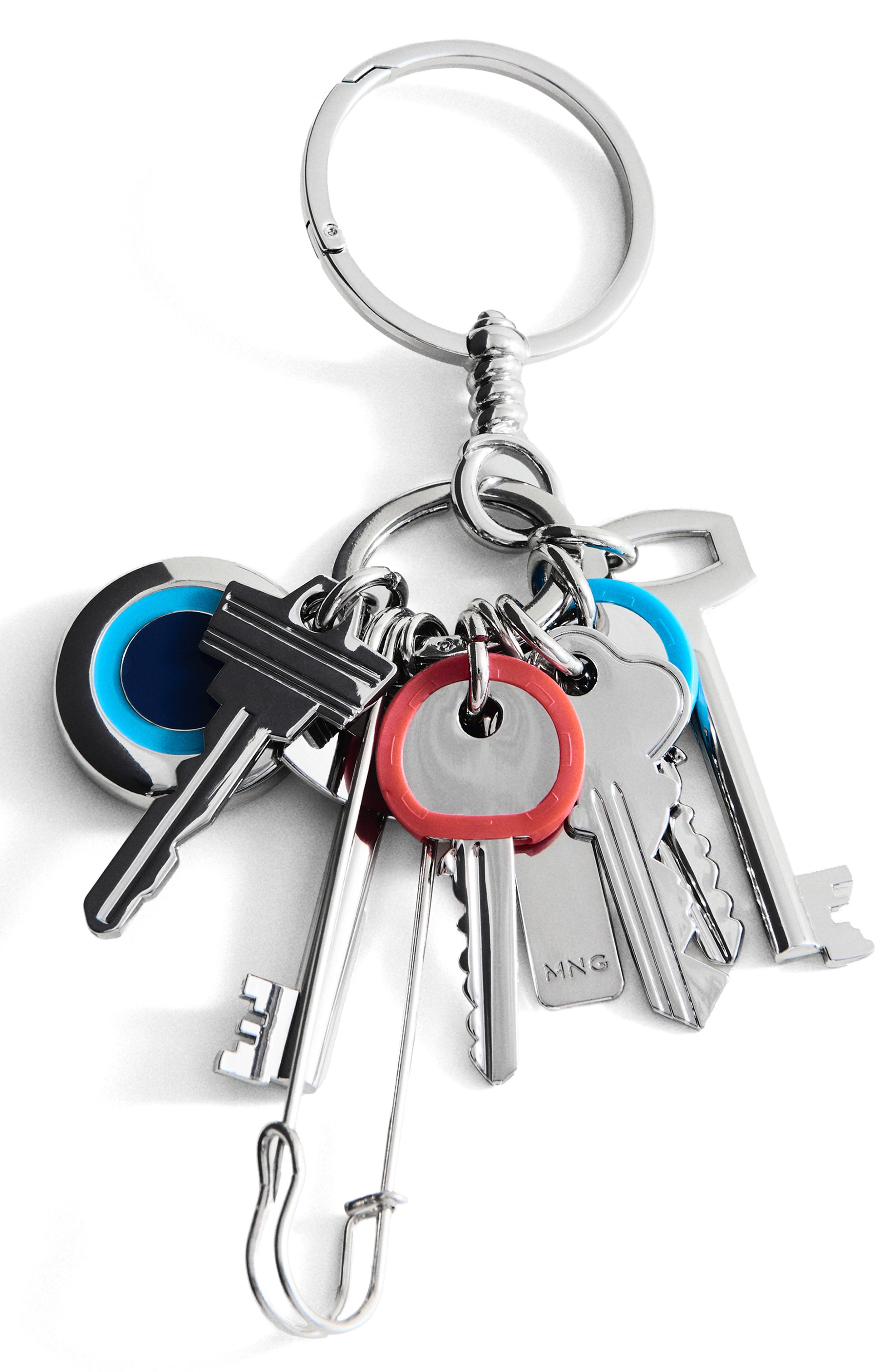 MANGO Charms Key Ring, Main, color, Silver