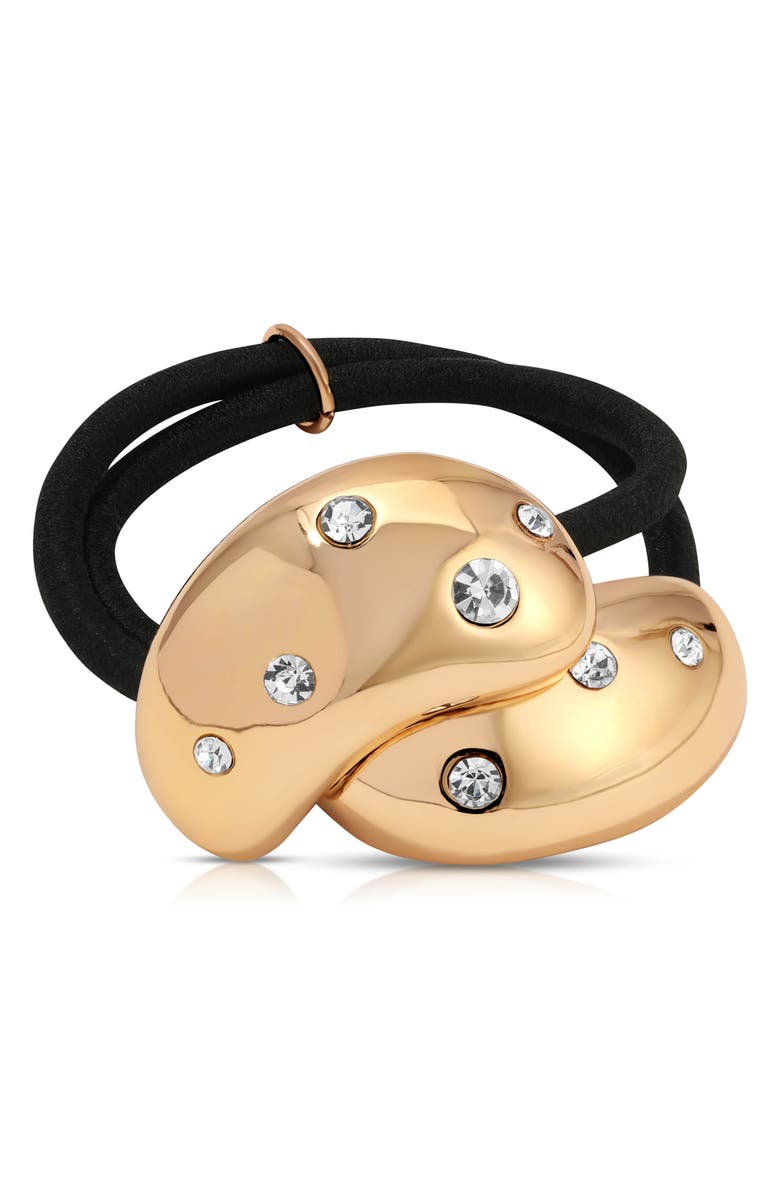 Ettika Crystal Studded Double Nugget Hair Tie, Main, color, Gold