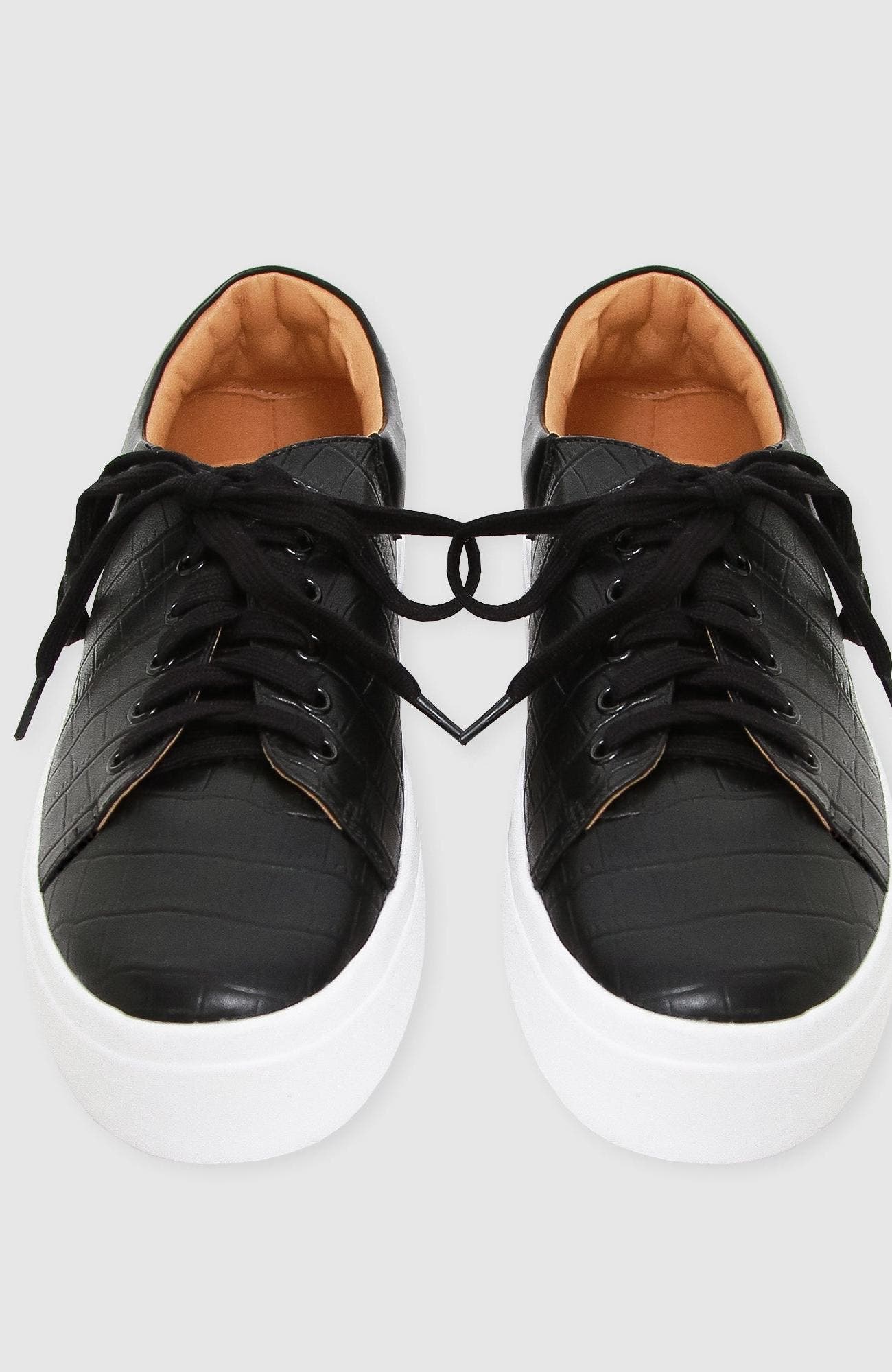 Belle & Bloom Just A Dream Croc Leather Sneaker, Alternate, color, Black