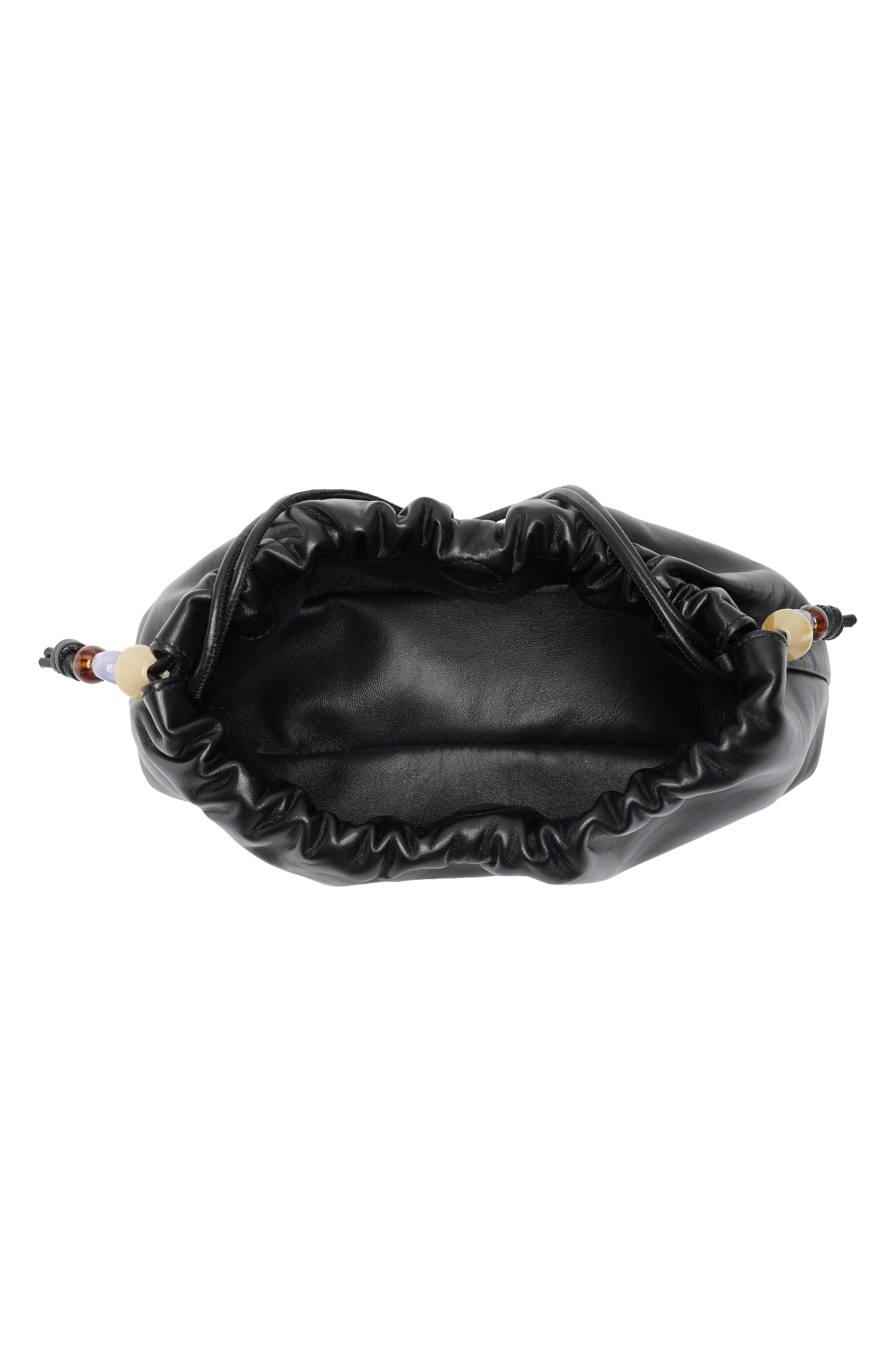 Reformation Solene Small Leather Pouch, Alternate, color, Black Leather