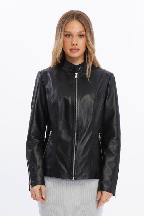 Furniq Uk Elspeth Leather Jacket In Black