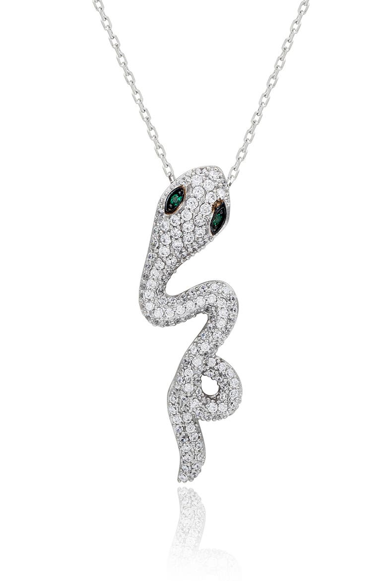 Pavé Cubic Zirconia Wild Snake Pendant Necklace, Main, color, SILVER/ CUBIC ZIRCONIA