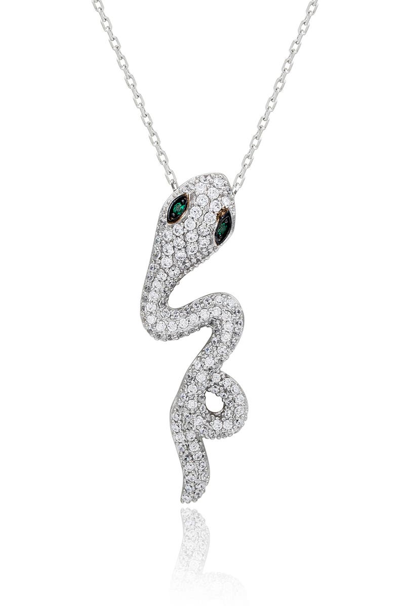 SUZY LEVIAN Pavé Cubic Zirconia Wild Snake Pendant Necklace, Main, color, Silver/ Cubic Zirconia
