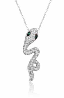 Pavé Cubic Zirconia Wild Snake Pendant Necklace