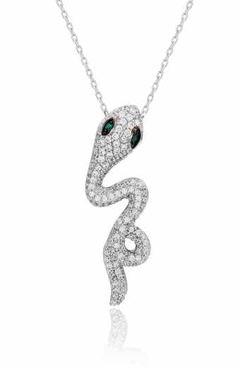 Pavé Cubic Zirconia Wild Snake Pendant Necklace