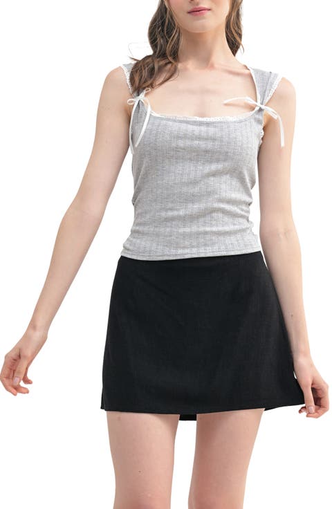 Lace Trim Tie Bow Tank