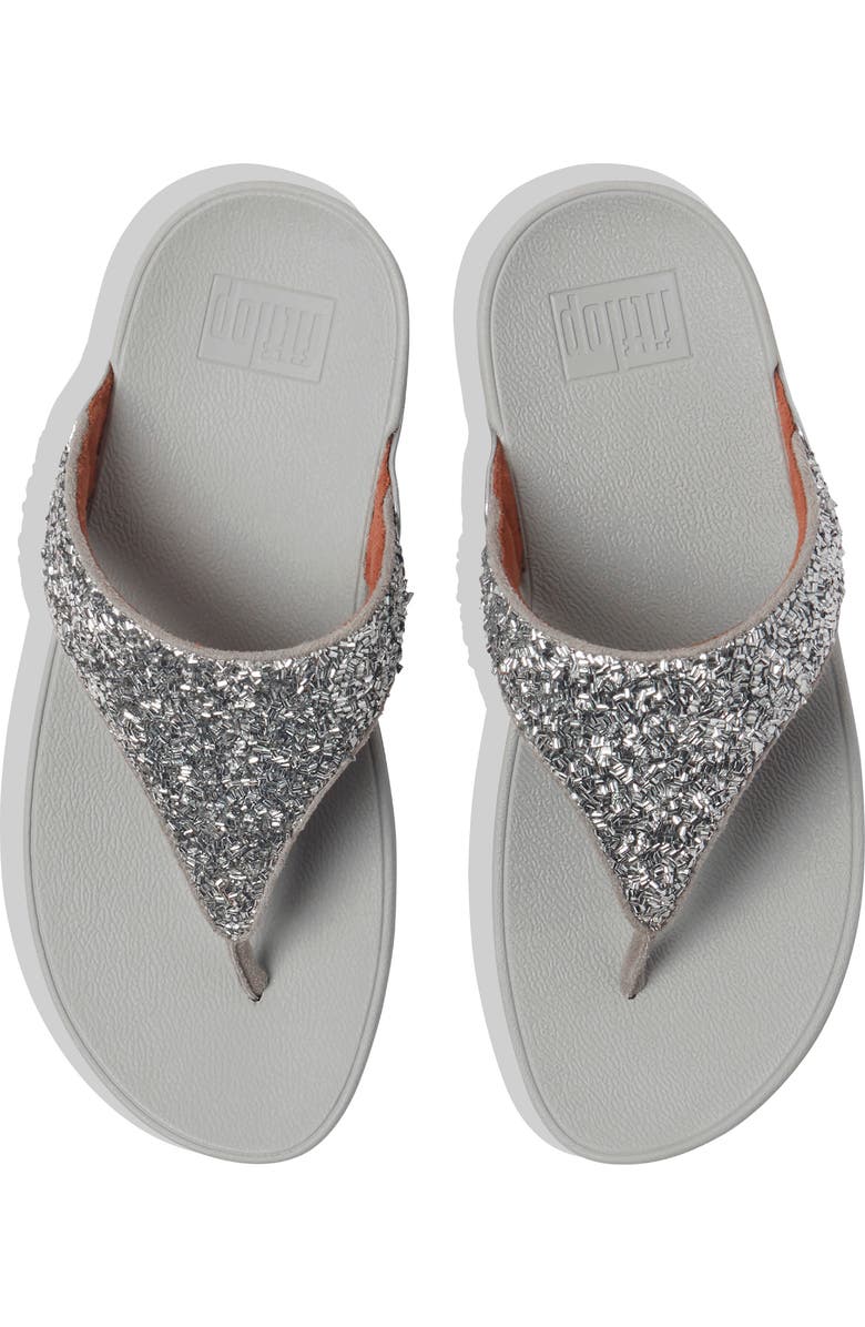 FitFlop Lulu Bead Embellished Wedge Sandal, Alternate, color, Silver