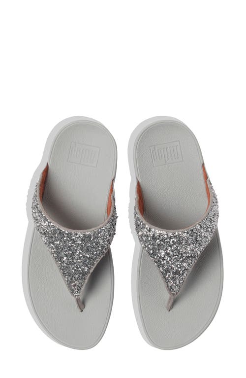 Fitflop Lulu Bead Embellished Wedge Sandal In Silver