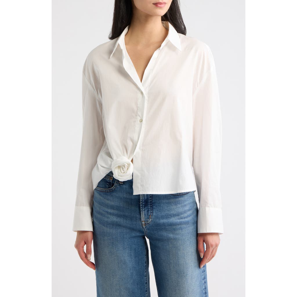 Cissa Knotted Hem Cotton Shirt In White