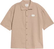 Rhythm Frequency Check Short Sleeve Cotton Seersucker Button-Up Shirt