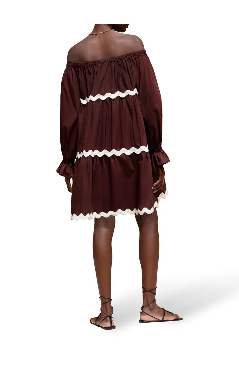 Ro&Zo Bardot Contrast Trim Dress, Alternate, color, Brown