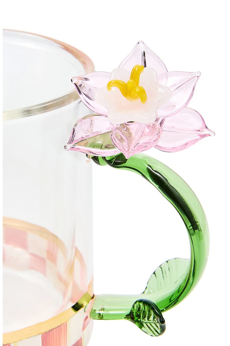 Rosy Check Flower Glass Mug, Alternate, color, ROSY