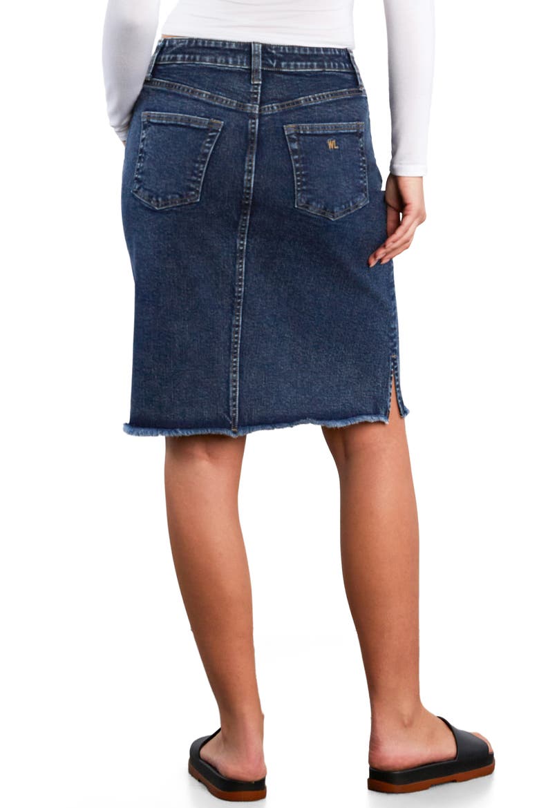 Fray Hem Denim Skirt, Alternate, color, PETAL DENIM