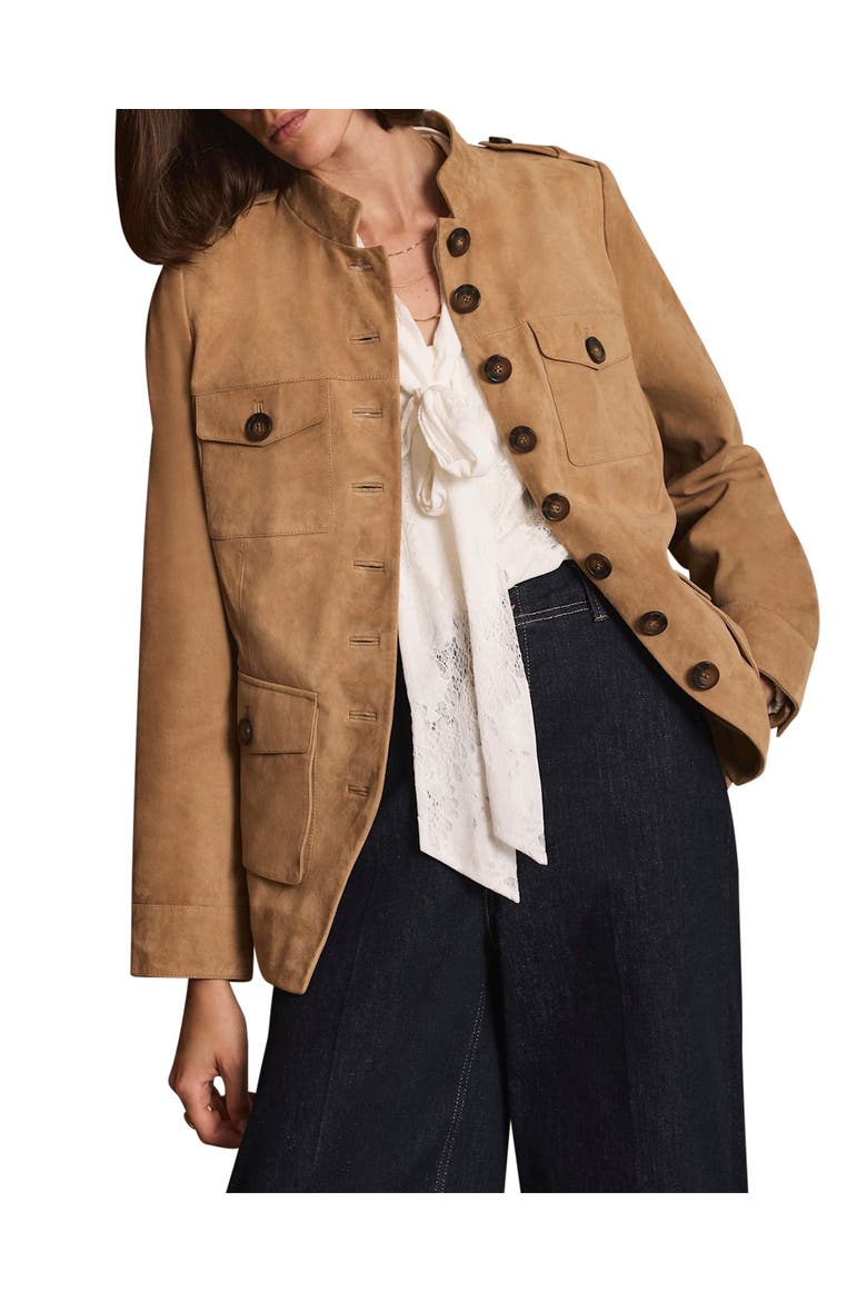 Suede Military Jacket, Alternate, color, Tan