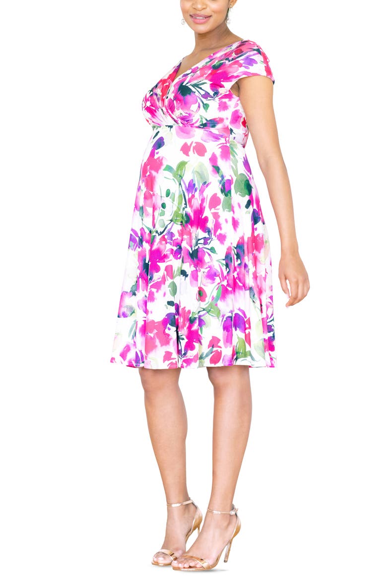 Alessandra Maternity Dress, Alternate, color, FUCHSIA FLORALS
