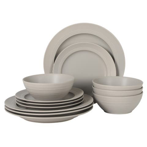 Soleil 12 Piece Stoneware Plates and Bowls Dinnerware Set