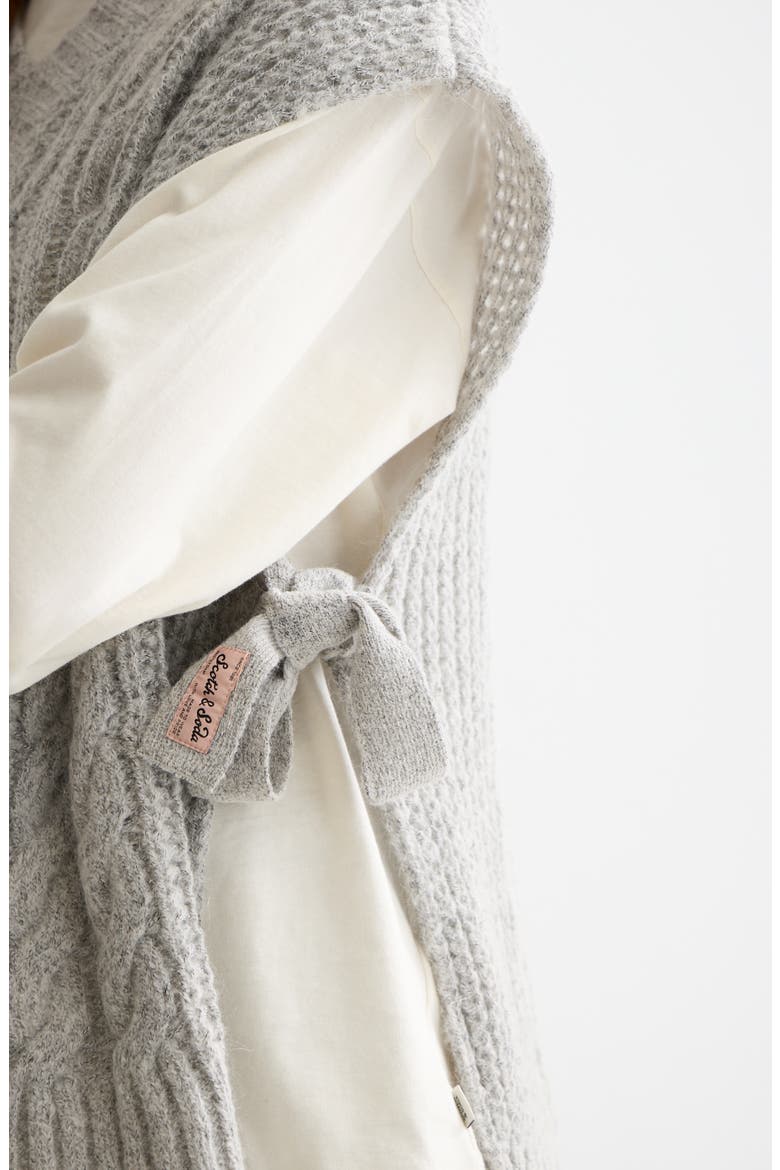Cable Side Tie Sweater Vest, Alternate, color, LIGHT GREY MELANGE