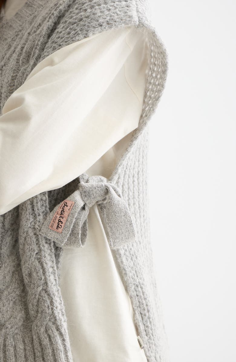 Scotch & Soda Cable Side Tie Sweater Vest, Alternate, color, Light Grey Melange