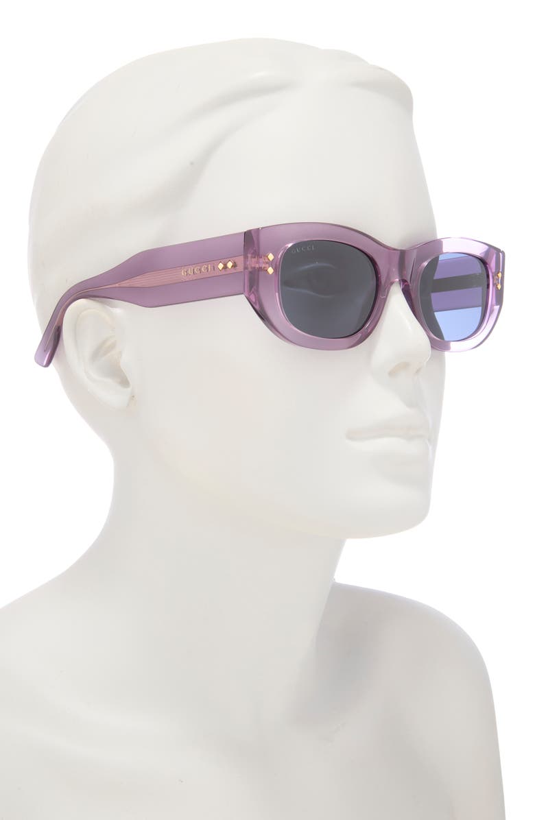 Gucci 51mm Rectangle Sunglasses, Alternate, color, Violet Violet Blue