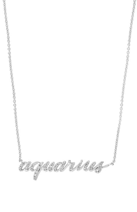 Diamond Aquarius Zodiac Necklace in Sterling Silver