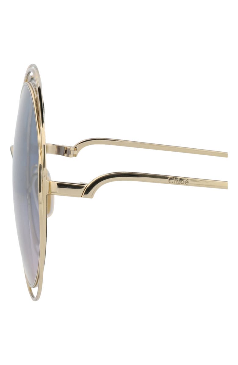 Chloé 62mm Gradient Round Sunglasses, Alternate, color, Gold Gold Blue