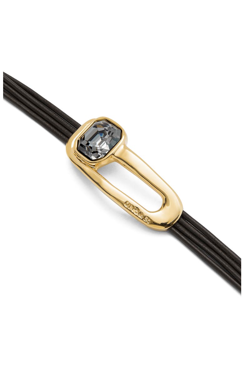 Leather Bracelet with Black Details, Alternate, color, Gold