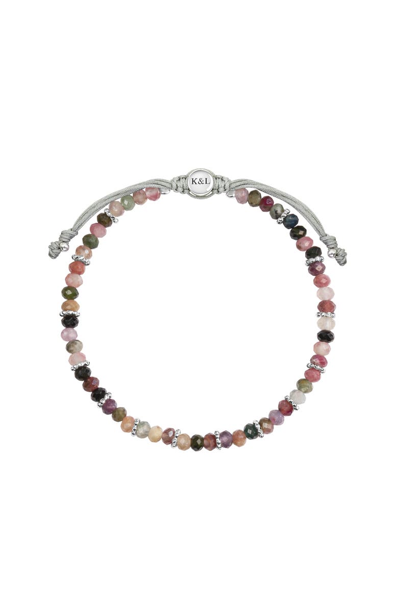 Karma and Luck Tourmaline Sterling Silver Macrame Bracelet Lavish Blessings, Main, color, Multicolor/Silver